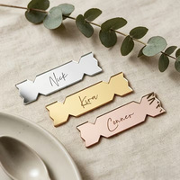 Miroirs en acrylique découpés au laser en forme de bonbons, étiquettes nominatives personnalisées, cartes de placement pour mariage, banquet, fête
