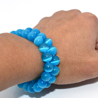 Bracelet en œil de chat bleu clair naturel de haute qualité 6/8/10 mm, assurance commerciale