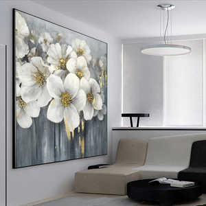 Arte pintado a mano puro lámina <span class=keywords><strong>de</strong></span> oro moderno abstracto oro hecho a mano pintura <span class=keywords><strong>al</strong></span> óleo cuadro moderno acrílico pintura <span class=keywords><strong>flores</strong></span> - Product Image 5