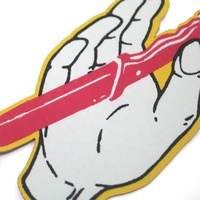 2023 nouveau Design de mode personnalisé découpé au Laser vêtement Badges doigt marque Logo Machine tissé patchs pour sweats à capuche