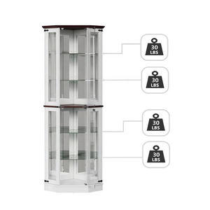 Vitrine d'angle moderne de luxe blanche avec porte en verre, étagère à <span class=keywords><strong>vin</strong></span> LED, présentoir pour objets de collection, mobilier de bar à domicile, salon - Product Image 6