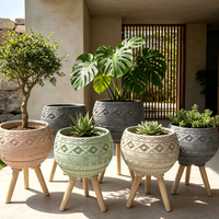 Pot de fleurs en fibre d'argile pour la maison et le jardin avec support à trois pieds, design minimaliste moderne, pots pour grandes plantes d'intérieur