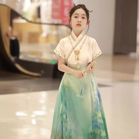 Jupes plissées pour filles de style chinois, imprimé traditionnel, motif visage de cheval