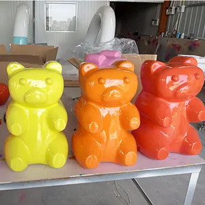 Multi Colors Fiberglass Bear Statue , Custom Fiberglass Statues Long Service Life