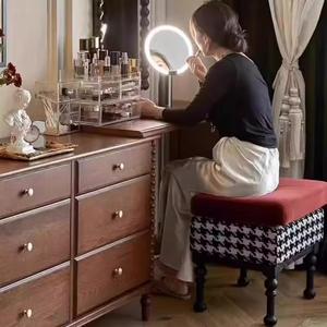 Coiffeuse d'hôtel moderne en bois de frêne massif ancien, avec armoire à tiroirs rétractable et meuble d'angle extensible, pour salon - Product Image 3