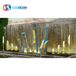 LULU Mall Hyatt Hotel Project Outdoor <strong>Backyard</strong> Modern Stainless Steel Finger Sculpture <strong>Water</strong> <strong>Fall</strong> Fountain with Waterfall - Product Image 5