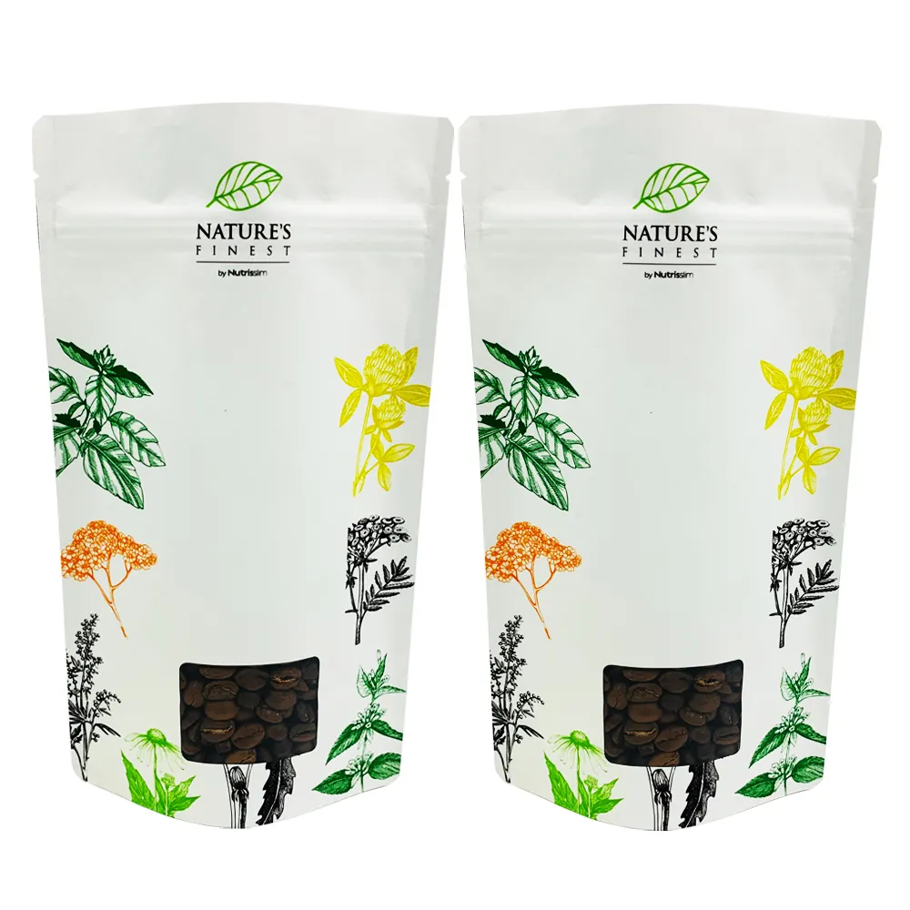 Sachets de thé en papier kraft blanc, impression numérique personnalisée, emballage avec fenêtre transparente, pièces