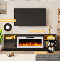 Meuble TV de salon de luxe moderne et minimaliste en bois avec foyer électrique intelligent intégré