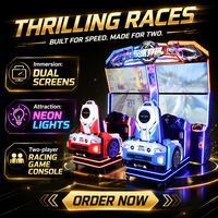 Jeu d'arcade de conduite à deux joueurs, à monnayeur, en métal, avec système sonore dynamique, effets lumineux LED, en anglais, Speed Crossing