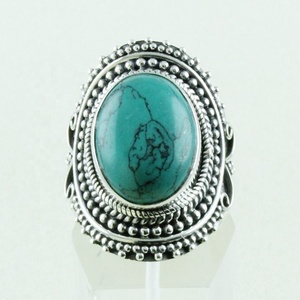 แหวนเงินคลาสสิกน่ารัก ประดับด้วยพลอยเทอร์ควอยซ์ธรรมชาติ เงินแท้ 925 สำหรับงานหมั้น งานครบรอบ งานแต่งงาน ขนาด 4-14 - Product Image 1