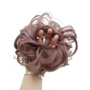 فوضوي كعكة أوبدو Scrunchies وصلات شعر ذيل الحصان إكسسوارات الشعر الاصطناعية الشعر الكعك