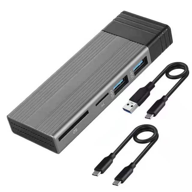 4 in 1 Aluminum NVME&SATA Laptop SSD Case. M.2 Ssd Enclosure Usb 3.0 Hub Ssd/hdd Housing