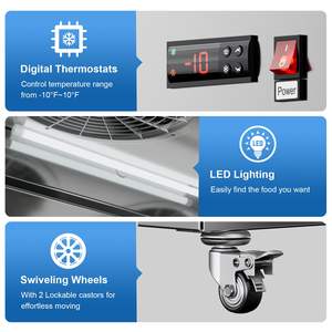 Congelador Vertical Comercial HUAZE de 54 Pulgadas de Ancho, Acero Inoxidable, 2 Puertas, para Hoteles, Enfriamiento por Ventilador, para Almacenamiento en Frío, -8 a -1F - Product Image 5