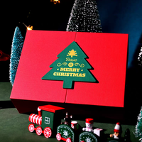 Boîte en carton rigide magnétique personnalisée pour cadeaux de Noël, emballage avec gaufrage et logo imprimé