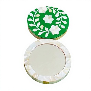Personalized Elegant Handcrafted Wood Tabletop <b>Mirror</b> Shiny Pearl Inlay Design Modern-Style Eco-Friendly BarVanity <b>Mirrors</b> - Product Image 1