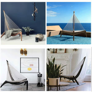 Fauteuil de salon en bois massif en forme d'<span class=keywords><strong>harpe</strong></span>, style nordique, fauteuil inclinable de détente, canapé de loisirs en <span class=keywords><strong>corde</strong></span> - Product Image 4