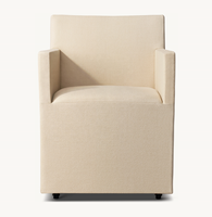 ELLISON Chaise de salle à manger de style américain moderne Accoudoir Housse en tissu de lin Fauteuils de sol pour table à manger