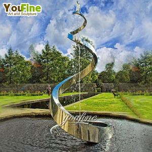 YOUFINE şehir otel büyük açık bahçe Modern kaynak Metal sanat heykeli 2C paslanmaz çelik su heykel şelale çeşme - Product Image 3