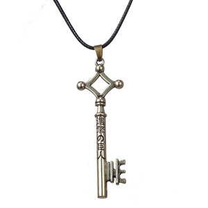 Collana con Ciondolo a Chiave ZRM Vintage in Lega di Zinco Placcata <span class=keywords><strong>Oro</strong></span> Anticato, con Charm Animazione Cartone Animato Attack on Titan Allen - Product Image 4