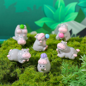 Figurines d'hippopotames miniatures en résine, décoratives, pour intérieur, bureau, accessoires de voiture, style A à F, finition brillante - Product Image 1