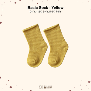 BOHOPANNA Chaussettes en coton basiques jaunes pour enfants, taille 3 4 ans, douces, respirantes, flexibles, confortables, qualité supérieure, usage quotidien - Product Image 1