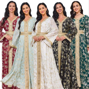 توريد مصنع Yibaoli قفطان مغربي وعباية للعيد بأعلى جودة، متوفر بـ 6 ألوان مع طباعة وختم ذهبي فاخر للشرق الأوسط ودبي - Product Image 1