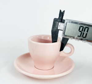 แก้วเอสเพรสโซ่เซรามิกสีชมพู หนา 9 มม. ความจุ 50/60/80 มล. แก้วกาแฟดริปสองชั้น รับทำโลโก้ สำหรับร้านกาแฟ ขายส่ง - Product Image 1