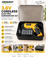 DERUIDA Mini Perceuse sans fil 3,6 V rechargeable, machine à percer le bois, tournevis électrique, ensemble de perceuse-visseuse, kit d'outils électriques
