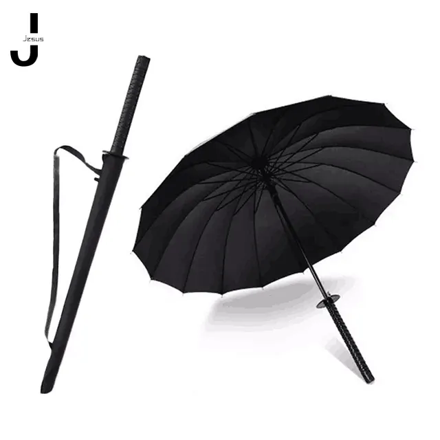 Goedkope Promotie Aanpasbare 8K/16K/24K Japanse Samurai Zwaard Lange Handvat Paraplu