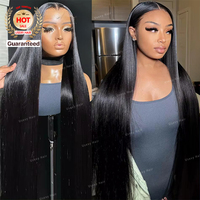 Perruque sans colle ultra-lisse 100% cheveux humains vierges indiens HD transparente pour perruque noire naturelle droite tailles 13x6/4x4 pour femmes