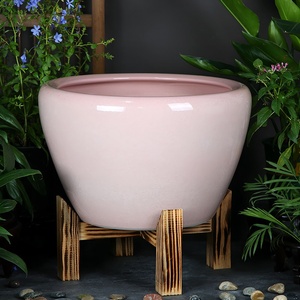 Grande Acquario in Ceramica Stile Antico con Supporto in Legno Massiccio Autoportante per Cortile/<span class=keywords><strong>Balcone</strong></span>/Soggiorno Senza Filtro/Riscaldamento - Product Image 4
