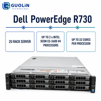Déploiement informatique d'entreprise pour les applications de centre de données, serveur rack Dell PowerEdge R730 2U d'occasion avec processeur Intel Xeon E5-2600 V4 22 cœurs