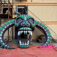 Crâne de monstre gonflable lumineux à LED avec cornes pour décoration de bar extérieur sur le thème d'Halloween, Tête de taureau démoniaque géante gonflable en Oxford 420D