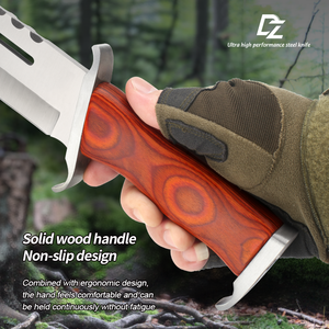 Cuchillo Táctico de Supervivencia Personalizable, Hoja de Acero Inoxidable de Alta Calidad, Funda de Madera y Plástico, DIY OEM, Cuero - Product Image 4