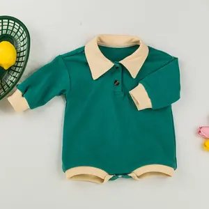 Pagliaccetti di un pezzo per neonati neonati maschi e femmine pagliaccetto con risvolto piccolo vestiti a maniche lunghe per bambini