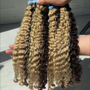 Extensiones de Cabello Humano PU Skin Weft Deep Wave con Mechas Piano en Rubio y Marrón, Venta al por Mayor - Product Image 3