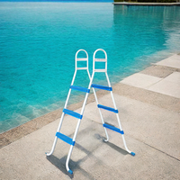 Poolstar Intex 3-Stufen A-Frame Schwimmbadleiter aus verzinktem Stahl mit starkem Anti-Rutsch-Design, Montage erforderlich für den Außenbereich