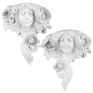 Magnifique jardinière murale en résine en forme de visage de femme, art en résine Art Nouveau, ornement mural suspendu, jardinière en résine, tête de déesse en résine - Product Image 3