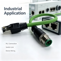 Conector SHAN WEI M12 con código A, macho de 4 pines, enchufe RJ45, Ethernet Industrial Profinet Cat6, cobre sin oxígeno, IP67, arnés de PVC