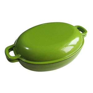 Đa chức năng tráng men gang nồi không tráng hình bầu dục hầm nồi súp nồi dual-sử dụng Pan với cảm ứng cooktops và bếp gas - Product Image 1