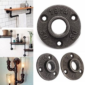 Brida de Piso para Tubería de Hierro Fundido de 1/2, Superficie Arenada Gris y Negra, Roscas BSPP/BSPT/NPT para <span class=keywords><strong>Muebles</strong></span> Industriales <span class=keywords><strong>Retro</strong></span> Steampunk - Product Image 6