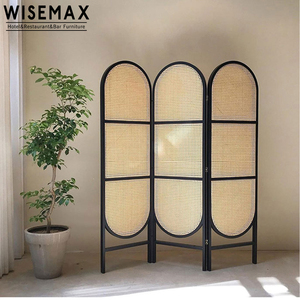 WISEMAX FURNITURE French Elegant Style <strong>Screen</strong> Wooden Frame Luxury Rattan <strong>Wicker</strong> Weaving <strong>Screen</strong> for Restaurant - Product Image 6