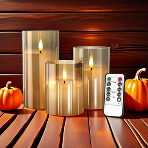 Điều khiển từ xa pin-Powered <span class=keywords><strong>LED</strong></span> nhấp nháy sáp trụ cột nến thủy tinh Flameless di chuyển ngọn lửa ánh sáng cho giáng sinh trang trí - Product Image 2