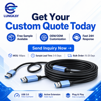 Cable de Extensión Activo USB 3.0 LUNGKAY Macho, 5Gbps, Amplificador de Señal de Alta Velocidad, Chip Repetidor, 5M/8M/15M/20M, Uso Industrial/VR