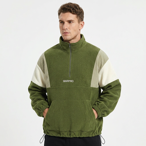 <b>Men's</b> Warm Fleece Quarter <b>Zip</b> Sweatshirt Color Block Relaxed Fit Casual Outdoor Pullover <b>Top</b> - Product Image 2