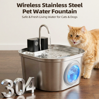 Fontaine à eau intelligente pour animaux de compagnie en acier inoxydable à induction sans fil pour chats et chiens