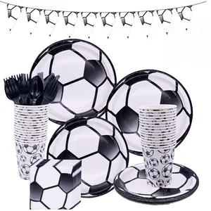 16 guests football party supplies A set of 113 pcs party tableware set Boys Birthday party decoration set