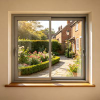 Ventana Corredera de UPVC con Vidrio Templado de Seguridad Resistente a Impactos para Viviendas de Alquiler con Cerradura Antirrobo