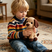 Peluche de chiot mignonne en tricot de dessin animé, personnalisable, colorée, douce et rembourrée, vente en gros, jouet en peluche sur mesure