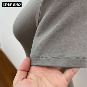 WanBao TS-2503 <strong>Short</strong> Sleeve <strong>Crop</strong> <strong>Top</strong> High Quality 92% Cotton 8% Elastane Jersey <strong>Super</strong> Stretchy Casual T Shirt Vintage Print Tee - Product Image 4